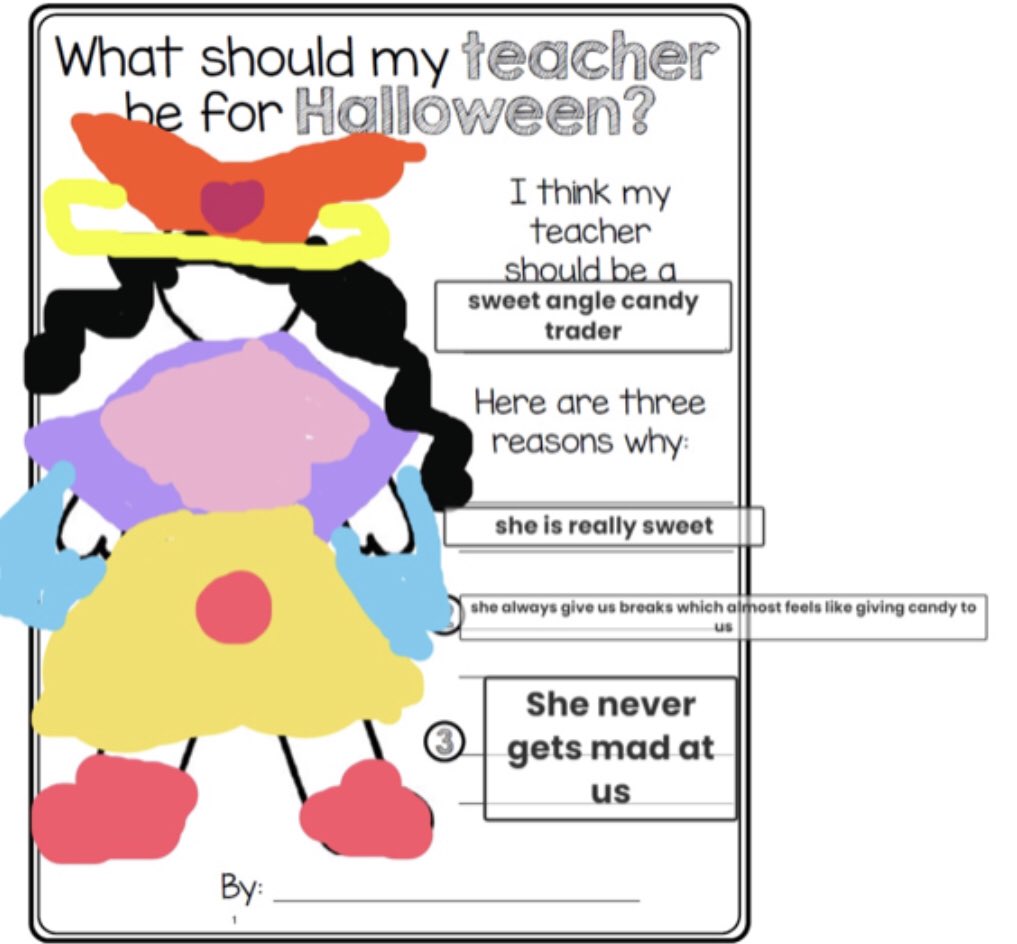 MsPowellteaches's tweet photo. Inspired from @khroxburgh 💫 I loved this idea! My Ss had so much fun doing this and I had a good laugh! Thanks for sharing this idea😁 #808educate #seesawfun #Halloween https://t.co/209qCWoW7i
