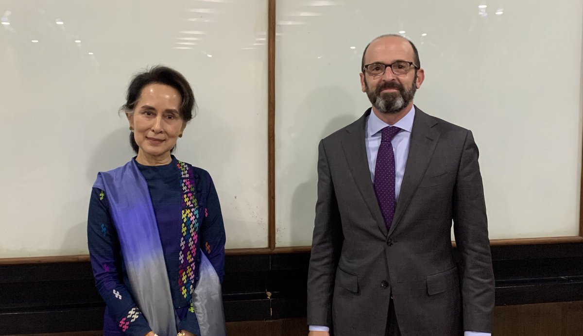 DoeIntlAffairs's tweet photo. An honor for @ENERGY to meet with #Myanmar State Counsellor #AungSanSuuKyi to discuss the needs of the Burmese people which lies in economic growth and #electrification. https://t.co/G6u0dECDN9 https://t.co/6J06wkXdjg
