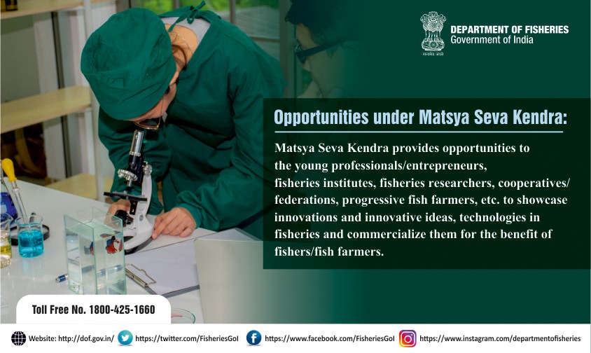 FisheriesGoI's tweet photo. #PMMSY extends supports towards establishment of #MatsyaSevaKendra to provide better facilities in #Fisheries Extension &amp; support services.
.
#Aquapreneurs #Fishpreneur #Fish4Poshan
@girirajsinghbjp @pcsarangi @SecFisheries @nfdbindia https://t.co/g8JQn2ILz4
