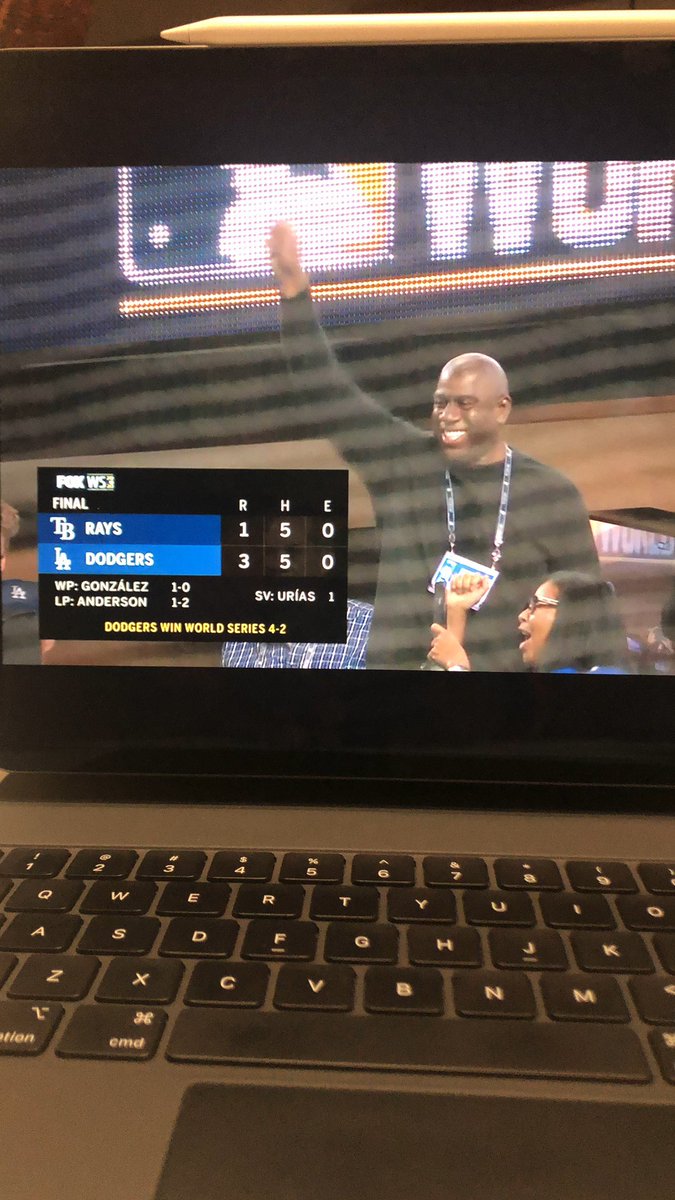 HitnRunBaseball's tweet photo. Congratulations @Dodgers on your #WorldSeries victory. Great series against @RaysBaseball great #BaseBall 
Hats off to @mookiebetts great base running, hitting, and defense Bro! Great work piecing this team together @MagicJohnson ⚾️💪🏽🔥💯 https://t.co/0A5Tgo5NGD