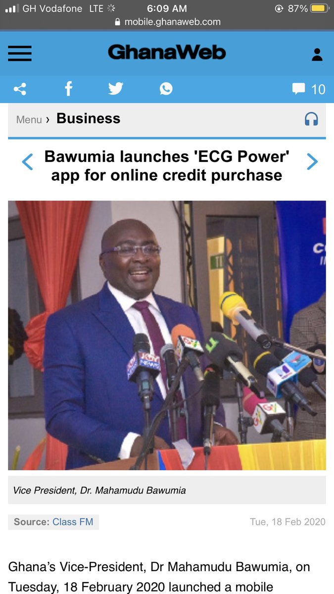 The ECG Power app launched by the NPP government, will make it possible for 2.8 million out of the company’s 3.8 million customers to make payments for power purchased and services rendered by the company from the comfort of their homes.
 #1Touch4Nana 
#MaintainNanaAddo