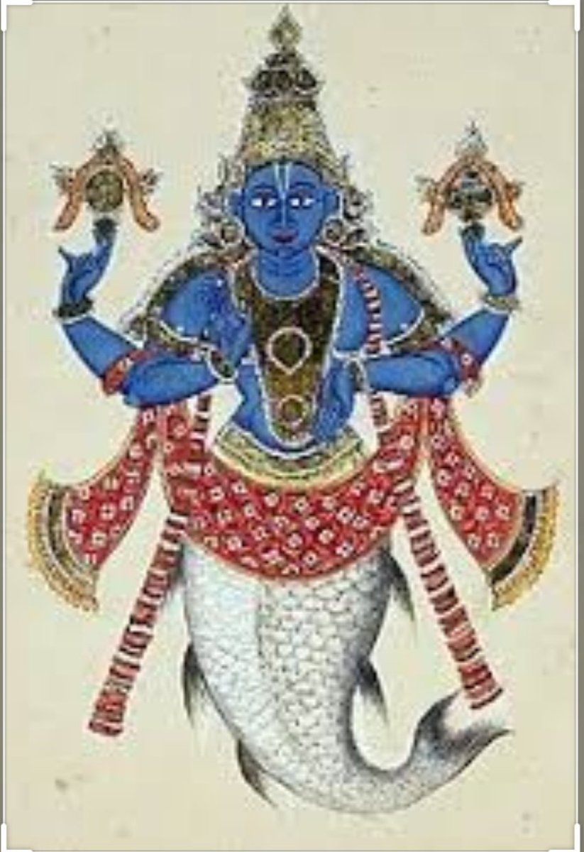 and advices him to get male and female of every living species, into a boat. Durning the floods when the boat was caught in rapids, Maha Vishnu comes as an avatar of Fish which we refer as Matchi AvatarAvatar and saves the boat to a hill top.