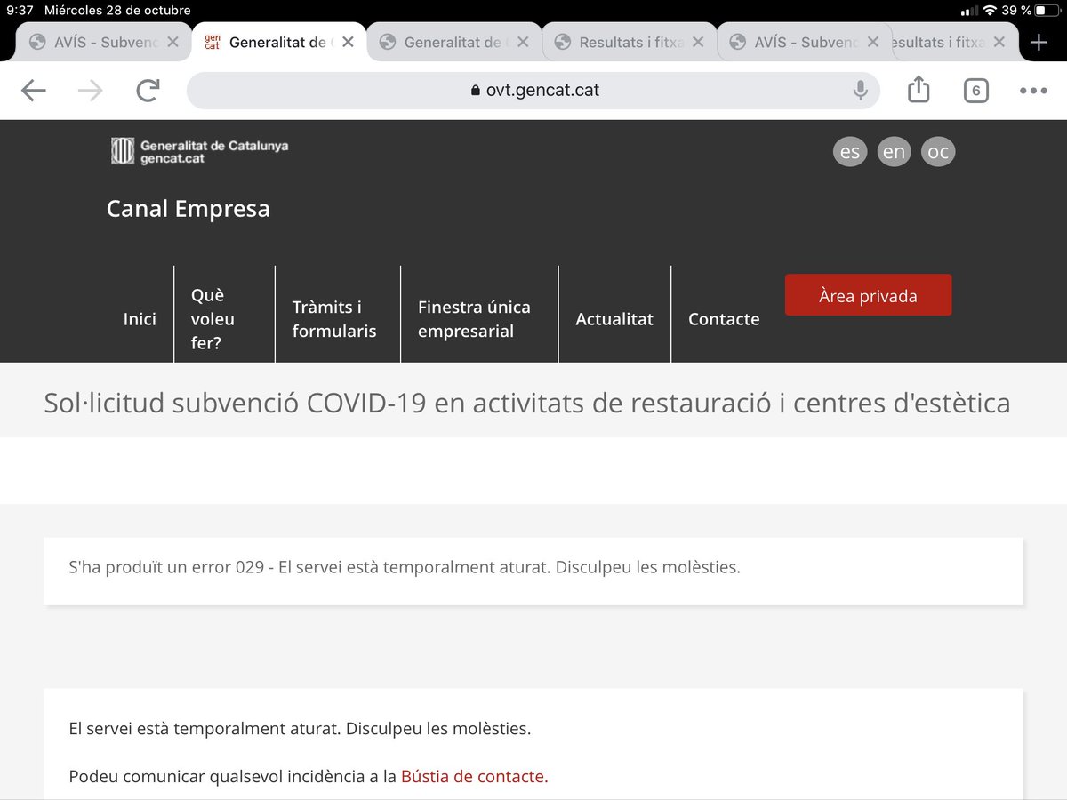RamonJimenezLo's tweet photo. Subvenciones de la Generalitat para restauración bloqueadas. No hay que tener muchas luces para saber que una subvención otorgada por orden de entrada en un sector tan castigado como la restauración no va a funcionar. #impresentable #gestionpublica https://t.co/GR23kdCJ5c