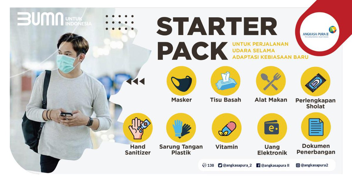 INJairports's tweet photo. Kangen denger suara announcement  “boarding” saat di bandara? Atau announcement “flight attendant, take off position” oleh pilot saat sudah di pesawat?
Buat kamu yang ingin terbang di masa adaptasi kebiasaan baru saat ini, don’t worry, #TerbangItuAman 😊 https://t.co/tocs81R3BK