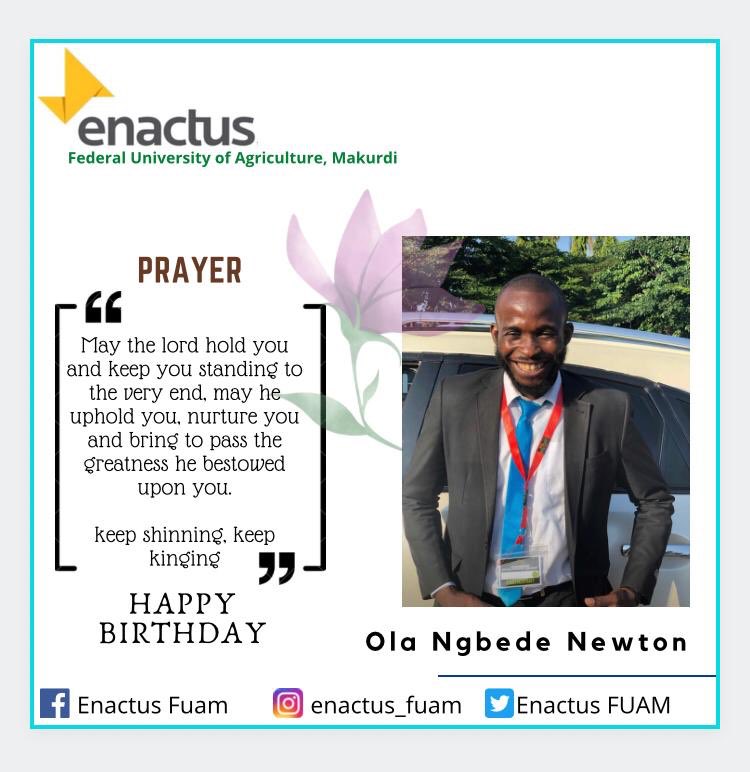 EnactusFUAM's tweet photo. Happy birthday Project manager🎊, You’re a plus to the team and we really can’t overemphasize your importance. In this new age, we pray that everything you desire be yours. Have a wonderful year🥰❤️ https://t.co/aHi9AnZf33
