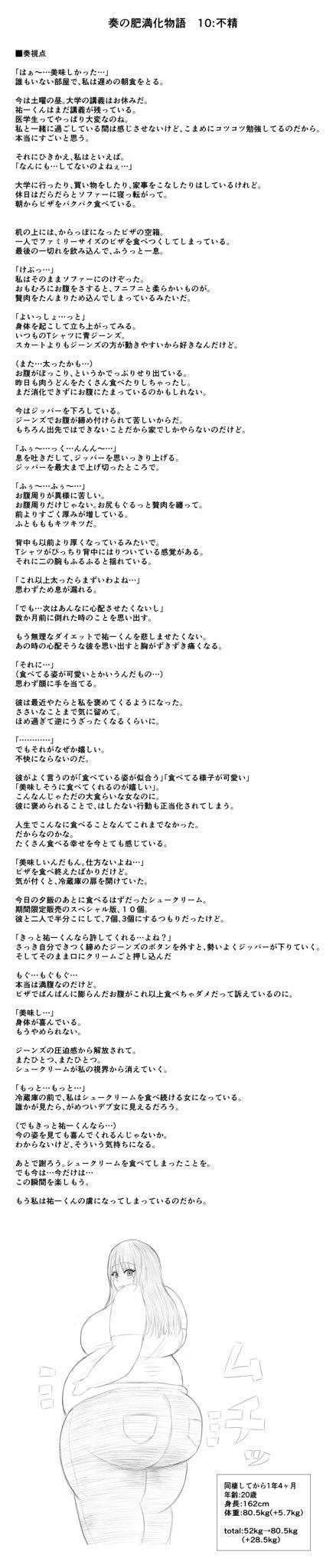 ライス大盛 奏の肥満化物語 10 不精 肥満化シークエンス Ss 肥満化