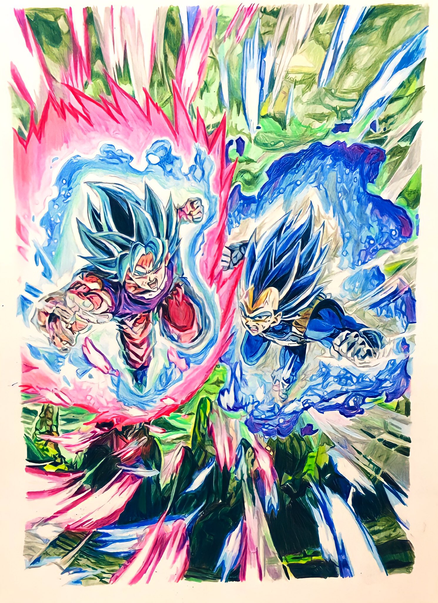 ダイン やっと完成しました 悟空ブルーとキラキラベジータ ドラゴンボール超 アニメ 色鉛筆 模写 T Co Nxmv9luktm Twitter
