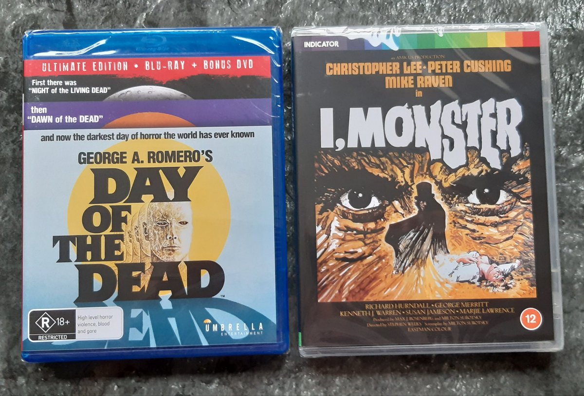 TheFilmFair's tweet photo. #LockdownMovieTreats with blu-rays of #DayOfTheDead #GeorgeARomero #LoriCardille #JoePilato #ShermanHoward #RichardLiberty and #IMonster #StephenWeeks #ChristopherLee #PeterCushing #MikeRaven https://t.co/j4S4Y8r26t