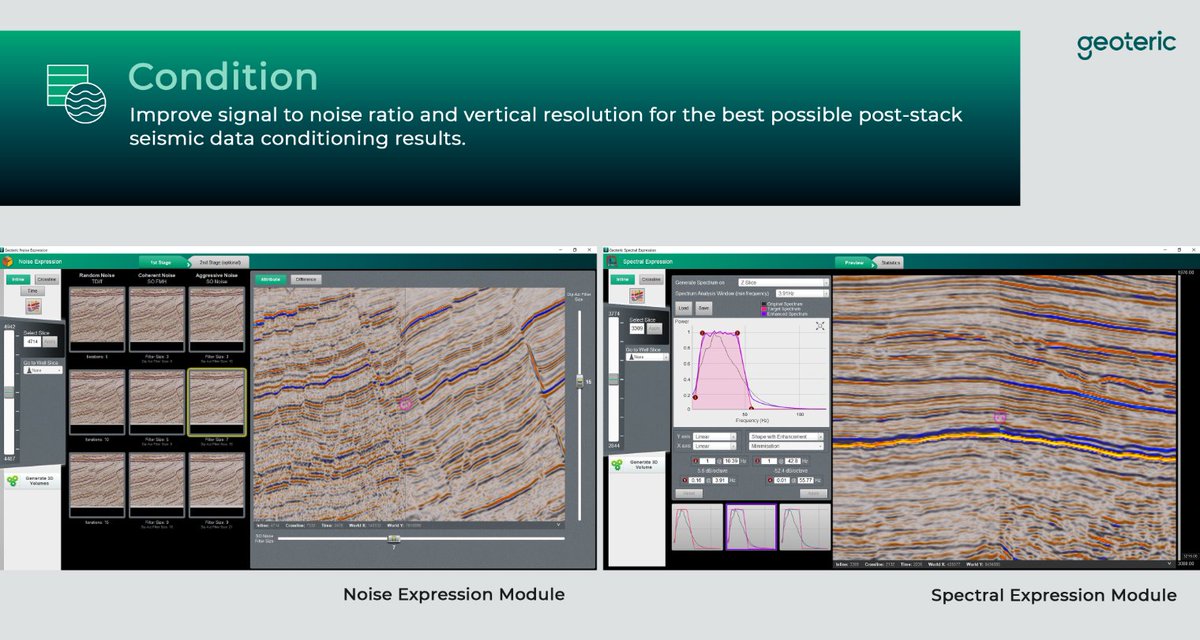 Geoteric's tweet photo. #Geoteric's interactive data conditioning tools offer preview-based #NoiseAttenuation and #SpectralShaping tools, enabling you to optimise your #Seismic #Data and gain a more detailed analysis and #Interpretation.
For more information, please contact us at info@geoteric.com. https://t.co/637CTVNJER