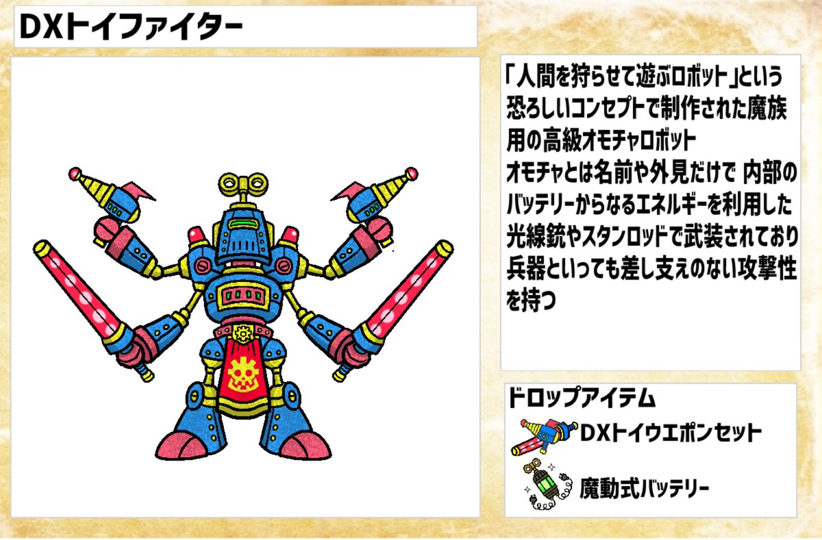 鮫肌 包次郎 また息抜きにrpgのモンスター図鑑風イラスト コンパチモンスターズ 今回は機械兵シリーズ ドラクエ シリーズとかでもこういう無機物系 マシン系のモンスターが好き 私の作品もっとたくさんの人に広がれ祭り イラストの森 イラスト置き場