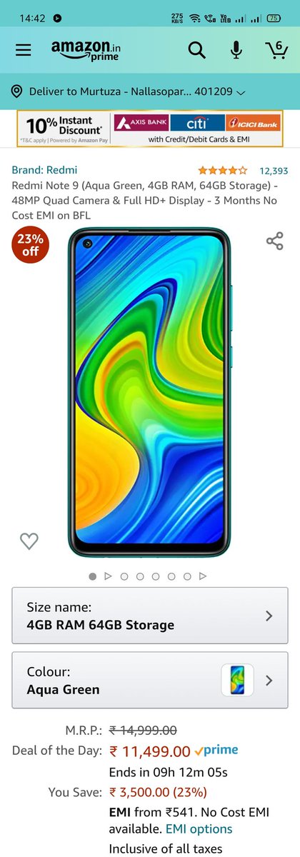 THEMURTUZA's tweet image. 🔹 Rs. 11499/-

The Deal Price of Redmi Note 9 is Rs. 11499/-

@amazonIN
#AmazonSpecialsRedmiNote9 #AmazonGreatIndianFestival

Join
@VHetal
@WasimKh110
@sanchitabhartiy
@lalat_kishore
@narpatsing826
@Rubalsandhu5
@GeeknGlam
@bhawani_jaipur
@sonali31104
@chilled_Sup
@fashionistaTS
