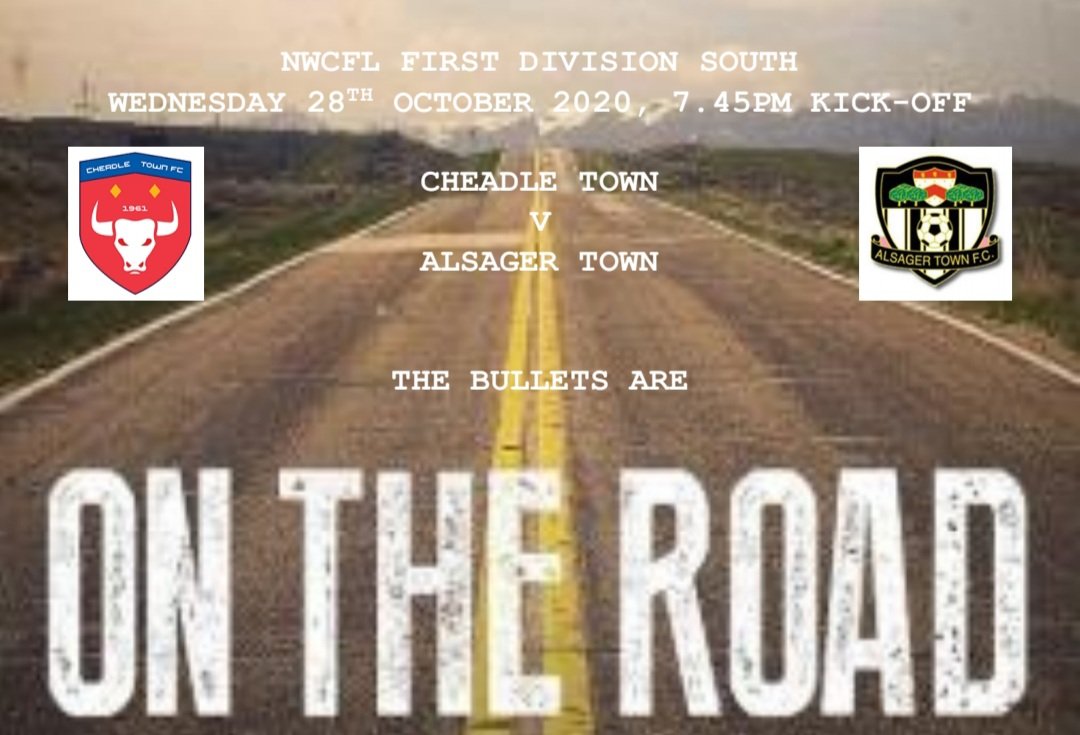 alsagertown_fc's tweet photo. TODAY IS MATCHDAY!
The Bullets are off to #Stockport to face @CheadleTownFC
Kick-off is 7.45pm
Will be great to see @thomas_hendley !
PLEASE NOTE: in accordance with the #COVID19 Tier 3 guidance, Bullets fans cannot travel to the game
#ComeOnYouBullets #BulletsOnTheRoad https://t.co/b7ohtl3rO3