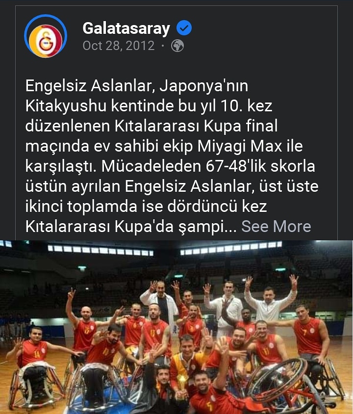 Tekerlekli Sandalye Basketbol Da Galatasaray Sampiyon Oldu Spor