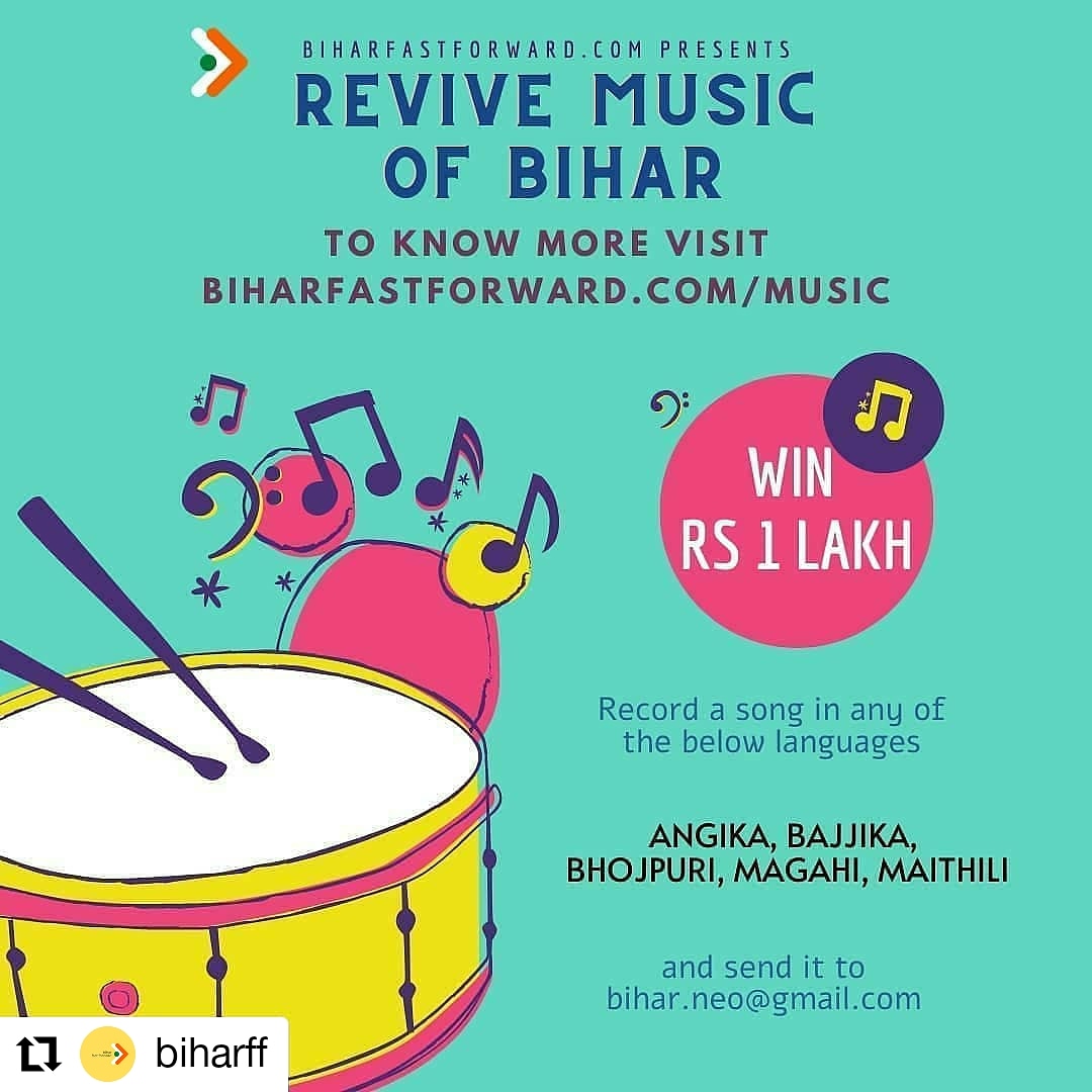 biharFF's tweet photo. Join the mission to revive the music of Bihar. And get a chance to win prizes worth Rs. 1 Lakh.
For more details, visit https://t.co/qued8czZO1
#rebootbihar #Bihar #bff #musicofbihar #angika #bajjika #bhojpuri #magahi #maithli #revivemusic https://t.co/A9xPNRsFYI