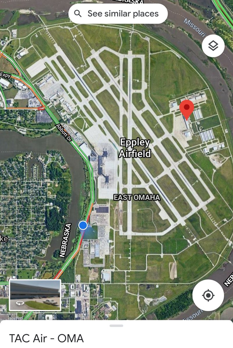 For anyone following who is unfamiliar with Omaha. Eppley Airfield sits on the Northeast corner of Omaha and is separated from Iowa by the Missouri River. TAC Air is on the East side of Eppley Airfield. The parking is mostly on the West.