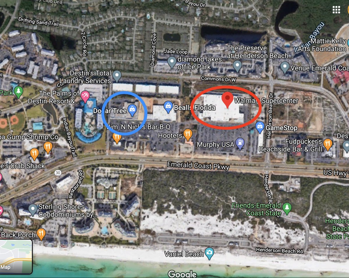 No lie.The blue circle is the old Walmart. The red circle is the new Walmart. None of the rest of the development was there. What was there is irreplaceable and was better than any Walmart. So no, I am not worried about a Walmart.