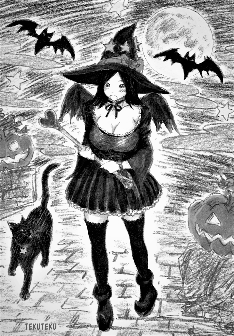 #ハロウィンイラスト ☆
#モノクロにするとカッコ良く見える魔法がかかる
#オリジナルイラスト ♡