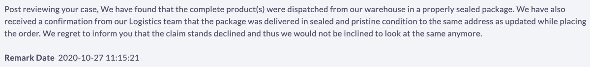 MagnIeeT__'s tweet photo. @myntra @MyntraSupport @_Amar_N  Looks like they don't read the query just give a scripted reply every time. Also, this reply doesn't give proof that there were two trunks in the box. #myntrafraud #fraud #Cheating https://t.co/xmsD2Gislu