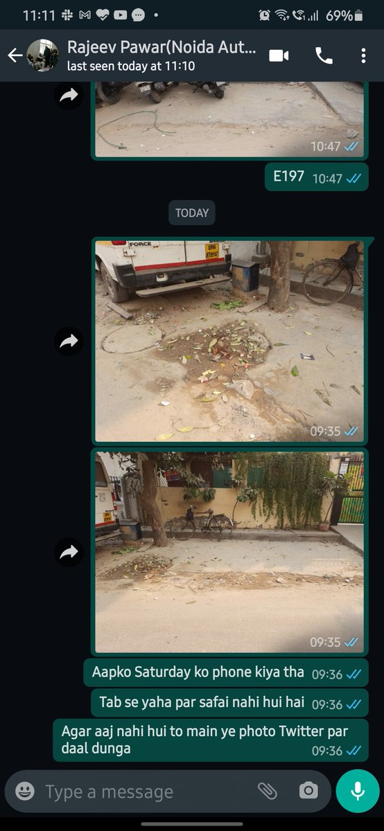 nitinmadaan's tweet photo. @noida_authority @CeoNoida 
प्रशासन के सफाई कर्मचारियों के ठेकेदार राजीव पावर जी को मैंने शनिवार 24/10 को फोन किया था 4 बार और इन्होंने कहा था कि ये सफाई करवाएंगे। आज बुधवार 28/10 सब कुछ वैसा ही है। और बहुत समय तक इनको फोन करके बोलने के बाद भी ये कभी नहीं सफाई करवाते। https://t.co/S1StBlxCbj