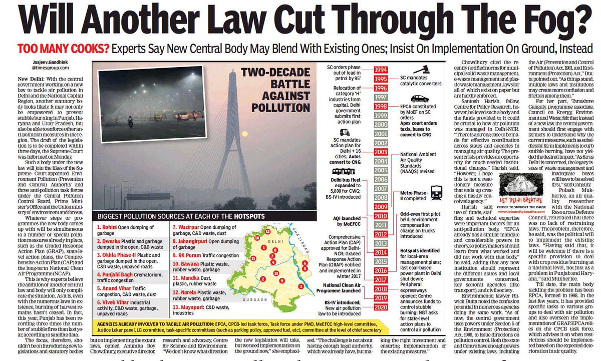  #AirpollutionInstead of a new law, govt should 1st engage with farmers to understand why current measures to curb  #stubbleburning haven't yielded results. In Delhi, legacy issues of waste management & inadequate buses will have to be solved first:  @tanushree_g to  @timesofindia