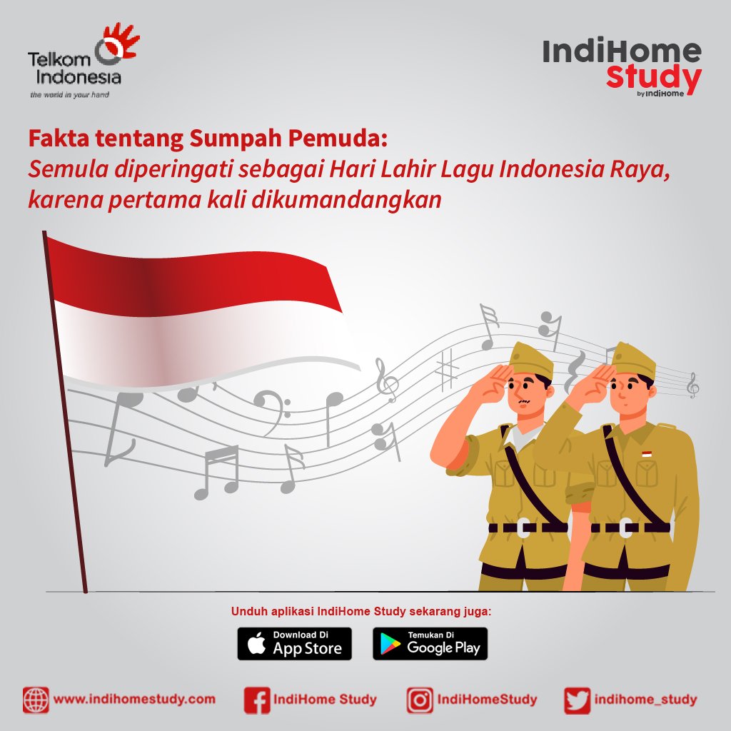 indihome_study's tweet photo. Ingin tahu fakta tentang sumpah pemuda? Cek di gambar yaa!
#IndiHomeStudy #BelajarBarengIndiHomeStudy #IndiHomeStudyByIndiHome #BelajarLebihMudah #BelajarTanpaBatas #BelajarDariRumah #dirumahaja #SumpahPemuda #HariSumpahPemuda https://t.co/vZWvNTYmhc