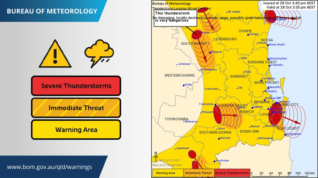 BOM_Qld's tweet photo. ⚠️🌩️Severe Thunderstorm Warning - #SEQld updated ⚠️🌩️
A severe storm near #Proston remains VERY DANGEROUS & may produce destructive winds, large to giant hail & heavy rain/flash flooding. Immediate threat area incl. #Kingaroy. Warnings: https://t.co/PMc3WjFka7 https://t.co/7bGfskGI4Y