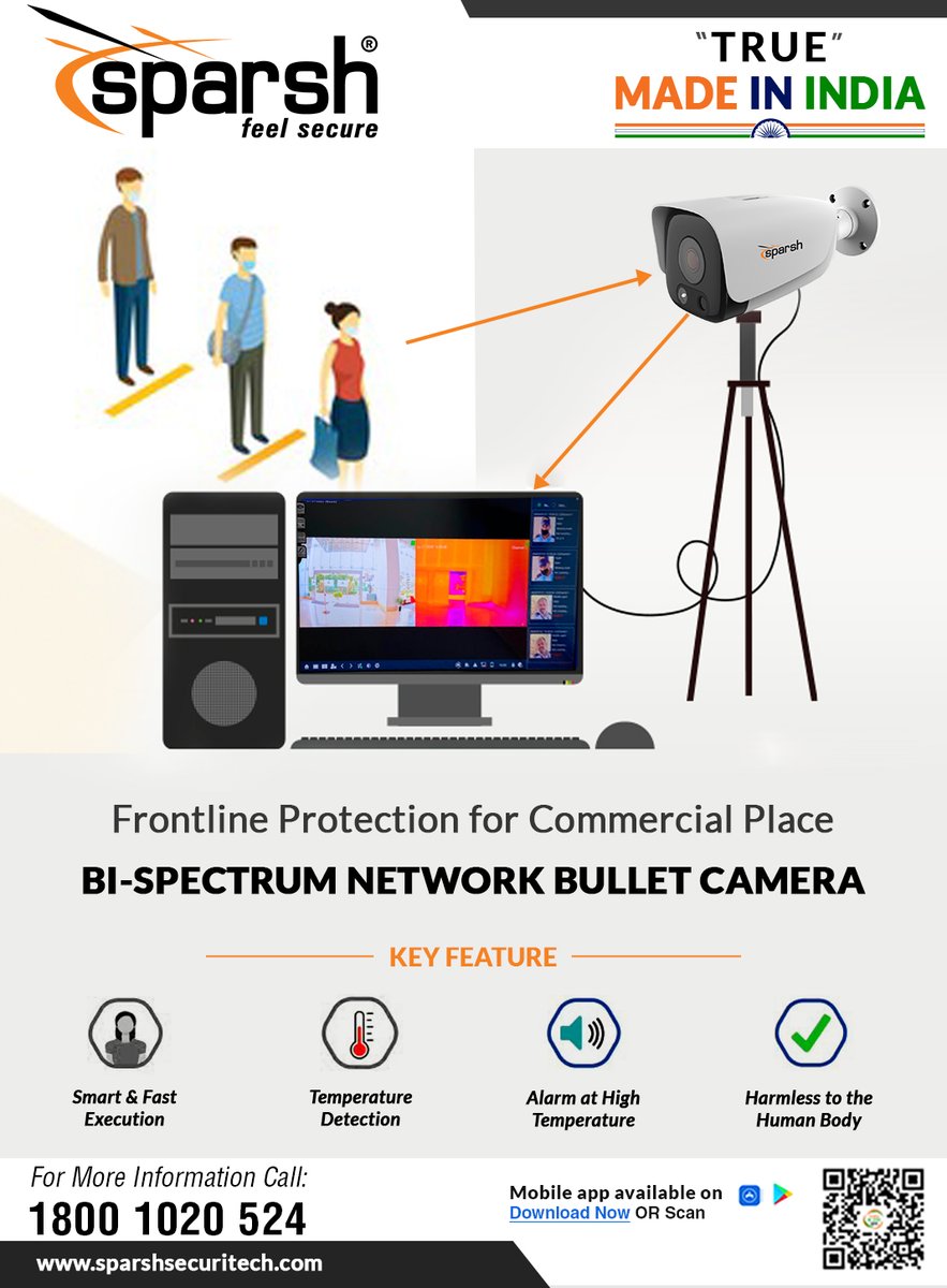 Sparsh_cctv's tweet photo. #BiSpectrum #NetworkBulletCamera
#आत्मनिर्भर #भारत
#vocalforlocal
#madeinindia
#SwadeshiFirst
#IndiaFirst
#ApnaTimeAaGaya
#Indiakaapnacctv
#FeverDetectionCamera
#Covid19
#SparshCCTV
#MakeinIndia
#security
#indian
Product Demo Video Link:
https://t.co/uRzmzTnEO4 https://t.co/AP7g4yP9To