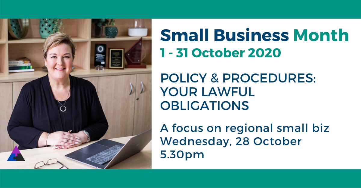 bjjpearson's tweet photo. ***REMINDER TO REGISTER - WEBINAR STARTS IN 30 MINUTES***

Policy and Procedures – A focus on regional small biz

Register here 👇
https://t.co/8J3KmtqC43

#WeveGotYourBack #NSWSmallBiz20 #PinnaclePeopleSolutions #HR #Recruitment #Admin https://t.co/XdqA83rkpR