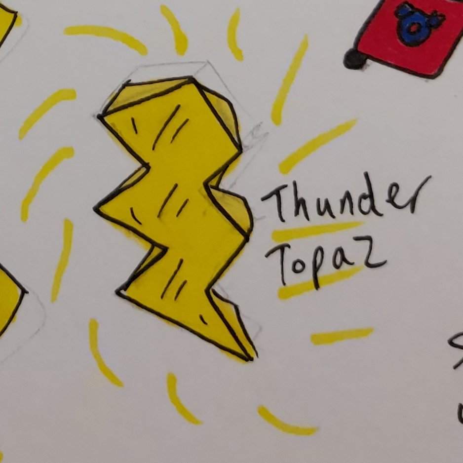 1. Metal Sniper is powered by a jewel known as the Thunder Topaz. It is shaped like a lightning bolt and gives him plenty of electricity-based attacks, but also supplies him with too much energy. This is why he has a very unique personality compared to other robots.