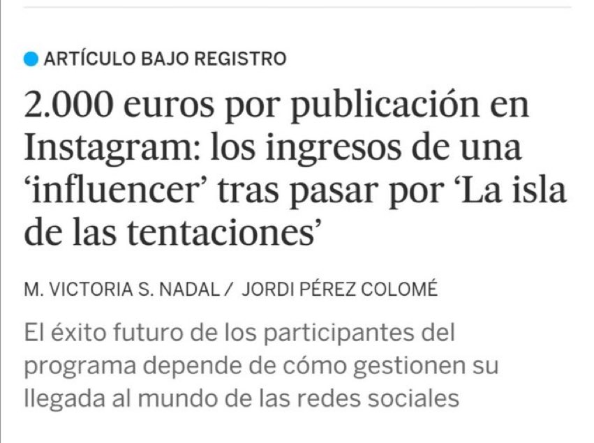 PauMatalap's tweet photo. España es ese país donde se cobra esto por ir a un reality y la mitad por currar en un hospital... https://t.co/itcWsC9E1a