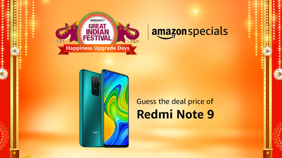 amazonIN's tweet image. The upgrade season is here, and we are back with another contest. 
Guess the deal price of Redmi Note 9, use #AmazonSpecialsRedmiNote9 and #AmazonGreatIndianFestival and you can win the smartphone. 
Clue - Check amazon.in/dp/B08695YMYC
T&amp;amp;C - bit.ly/31P7Rr7
