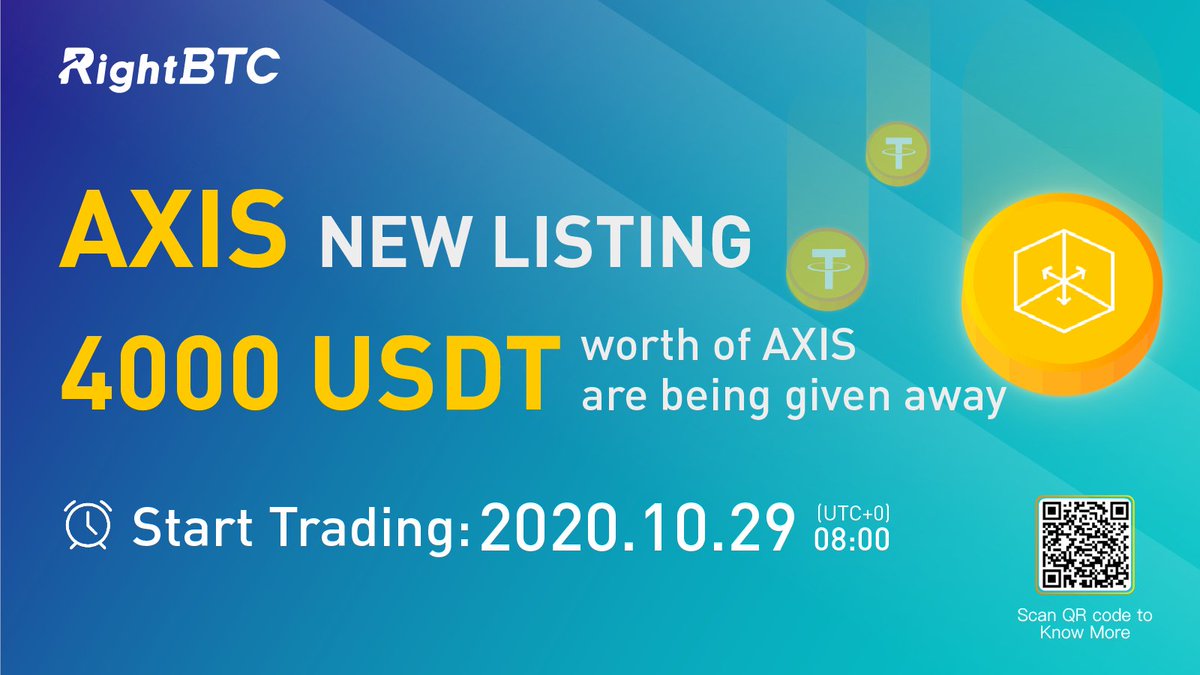 ⭕️AXIS will be listed on RightBTC tomorrow！
✅4000 USDT worth of AXIS are being given away!
Please click this link to know about it: rightbtc.zendesk.com/hc/en-us/artic…
Telegram group of RightBTC: t.me/RightBTCExchan…
<a href="/Eric_Gu/">Eric Gu～初夏虎</a> @AxisDefi <a href="/Rightbtc_/">RightBTC Exchange</a>  
#DeFi #GIVEAWAY
