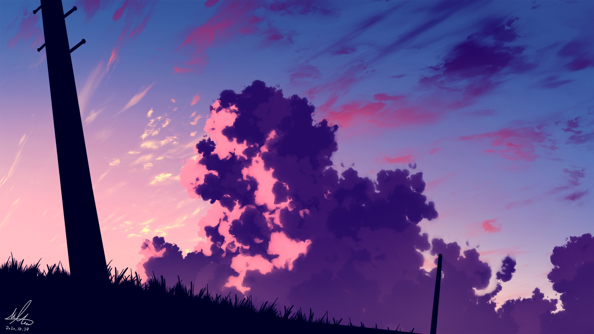 ほめのび 背景イラストレーター 今朝投稿したイラストの４枚メイキングです 最近雲ばっかですみません 描くの楽しいんです イラスト メイキング 描き方 雲 空 朝焼け T Co Zhcluotwte Twitter