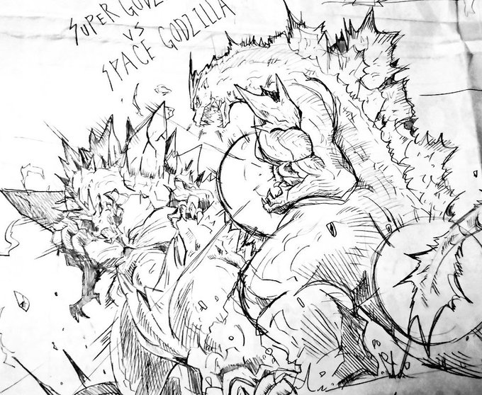 #繋がらなくていいから俺の描いたゴジラを見てくれ 
紙の隅に描いたラクガキばかりですが。 
