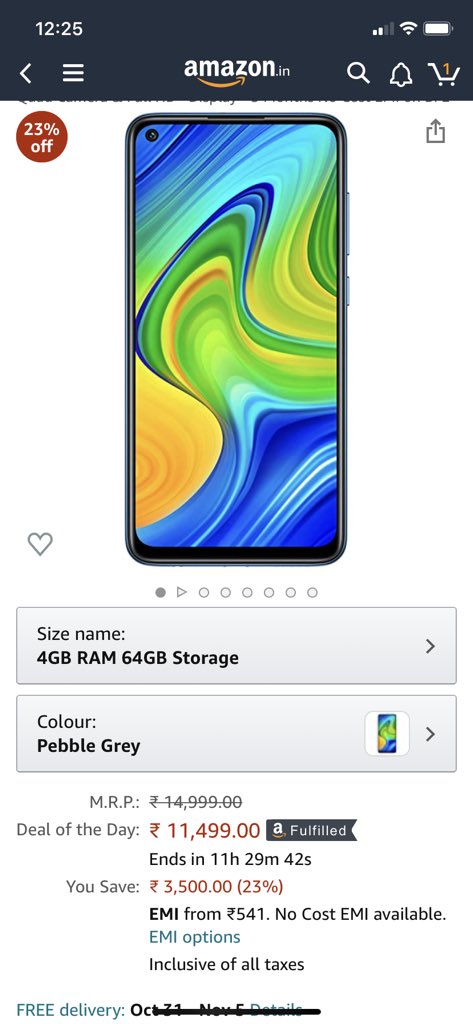 SayyedJenifer's tweet image. Redmi Note 9 at ₹11,499 

#AmazonSpecialsRedmiNote9  #AmazonGreatIndianFestival
