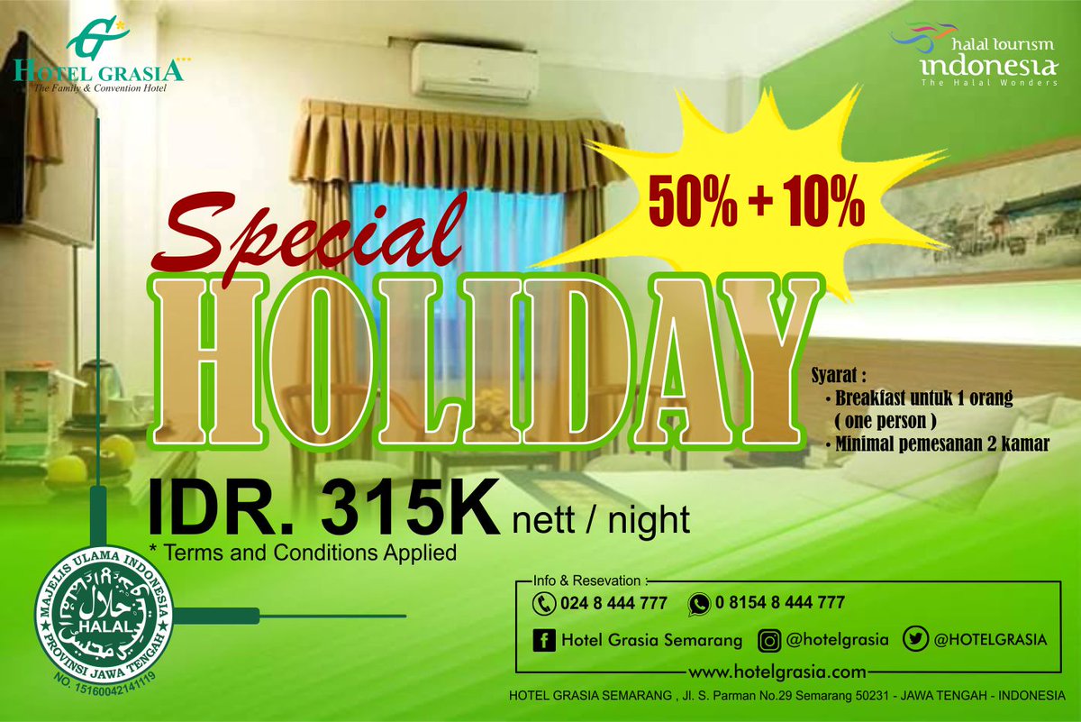 ESPECIALY FOR YOU.... " Special Holiday " IDR. 315K   ( 50% + 10% ) <a href="/HOTELGRASIA/">Hotel GrasiA</a> Come &amp; Join Us... hotelgrasia.com sampai akhir bulan oktober 2020...
