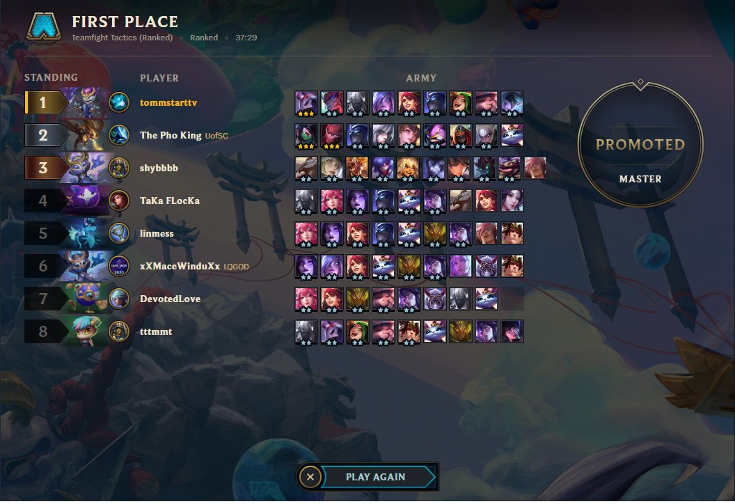tommstartv's tweet photo. We finally hit Masters @TFT | #tft #tftfates #teamfighttactics https://t.co/rB5JhclVxh