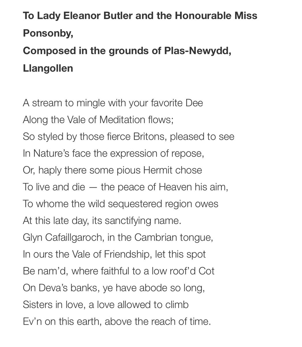 2/ Bit of lovely poetry to weave in somewhere to show students that LGBT couples have existed for a long time. Wordsworth on The Ladies is Llangollen...