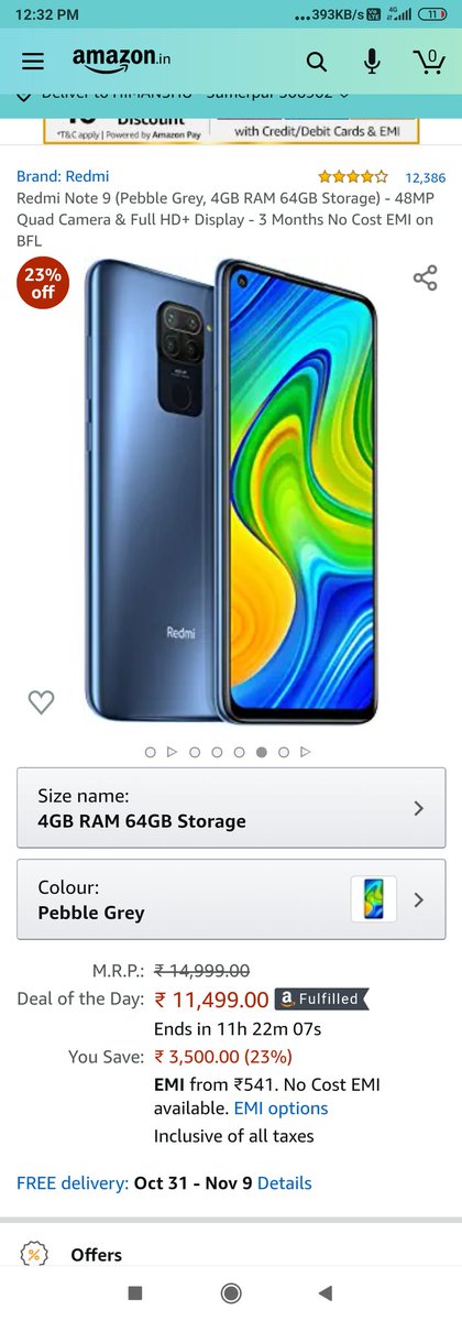 KpParmar98's tweet image. The Deal Price Of Redmi Note 9 is ₹ 11499 /-

#AmazonSpecialsRedmiNote9  #AmazonGreatIndianFestival
@amazonIN

Join
@amisha288
@sandeep0_07
@GoldQueenie4
@Dazzlingcutie1
@shubhamanyu 
@ImChandana01
@deora_gunjan
@kusumsolanki17 
@harryHardeep11
@Gayathrimohan_
@abha_mishra19