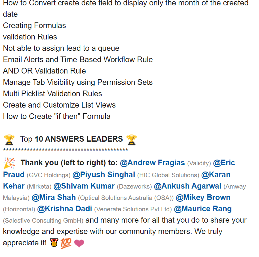 Awesome learning experience with Answer community.
Again featured in the weekly newsletter...
#Givingbacktocommunity
@salesforce @trailhead Thanks @bhavin207 
@dazeworks