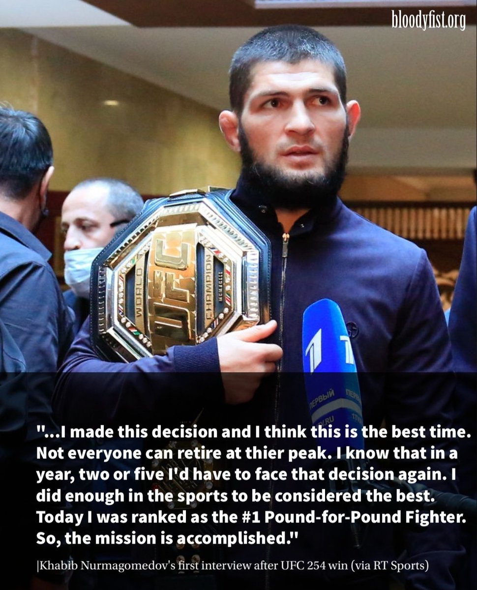 Khabib says he's done enough to be done with the sport.
.
#ufc254 #ufcfightisland #khabibvsgaethje #khabibnurmagomedov #justingaethje #danawhite #mma #ufc #boxing #bjj #muaythai #kickboxing #jiujitsu #fitness #martialarts #wrestling #fight #grappling #fighter #training #judo https://t.co/d6A0jdYpf2