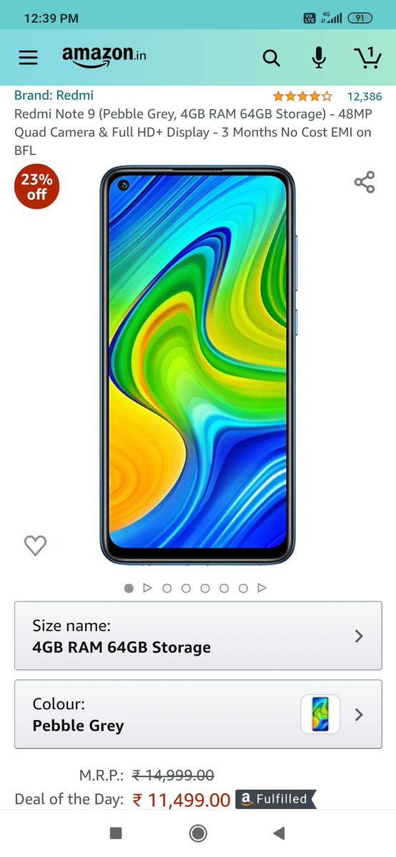 TunishKumar8's tweet image. ₹ 11,499
#AmazonGreatIndianFestival 
#AmazonSpecialsRedmiNote9
@amazonIN