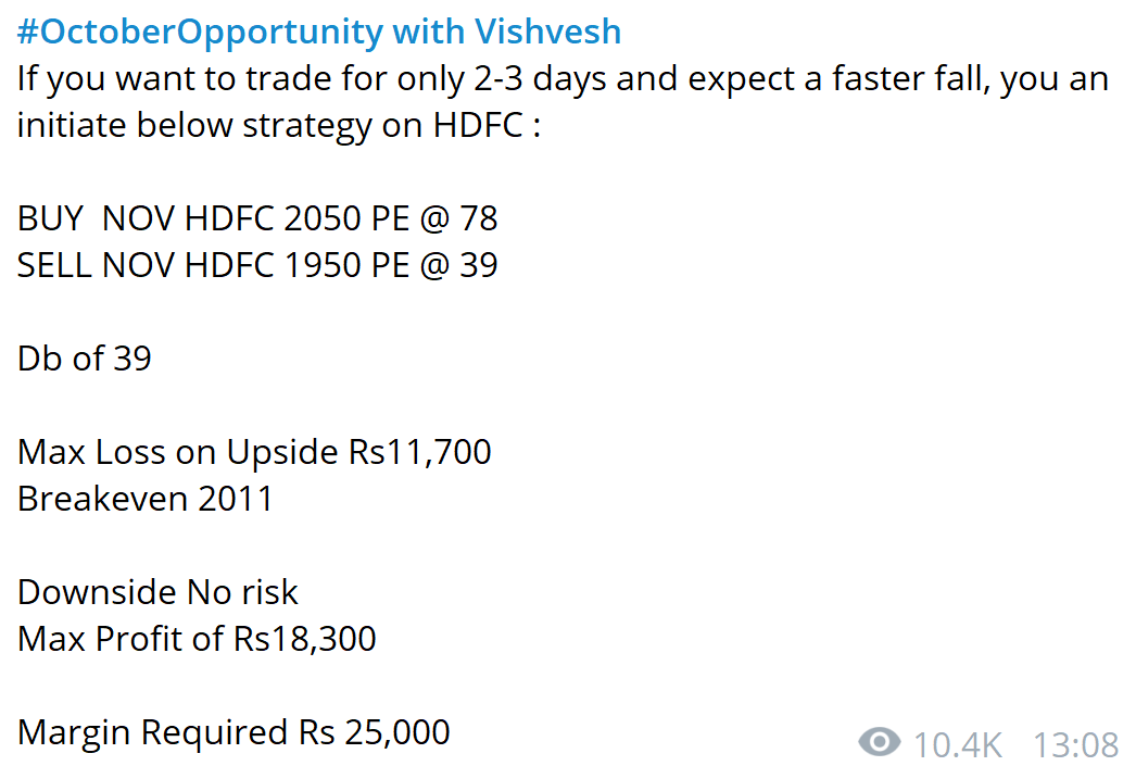 Vishvesh03's tweet photo. Yesterday shared a negative delta strategy on HDFC in my telegram group...Stock 3.5% down today.
#goodProfit
#optionStrategy
Join my channel: https://t.co/L5GgyKXBCm https://t.co/wGNNNa2aaG