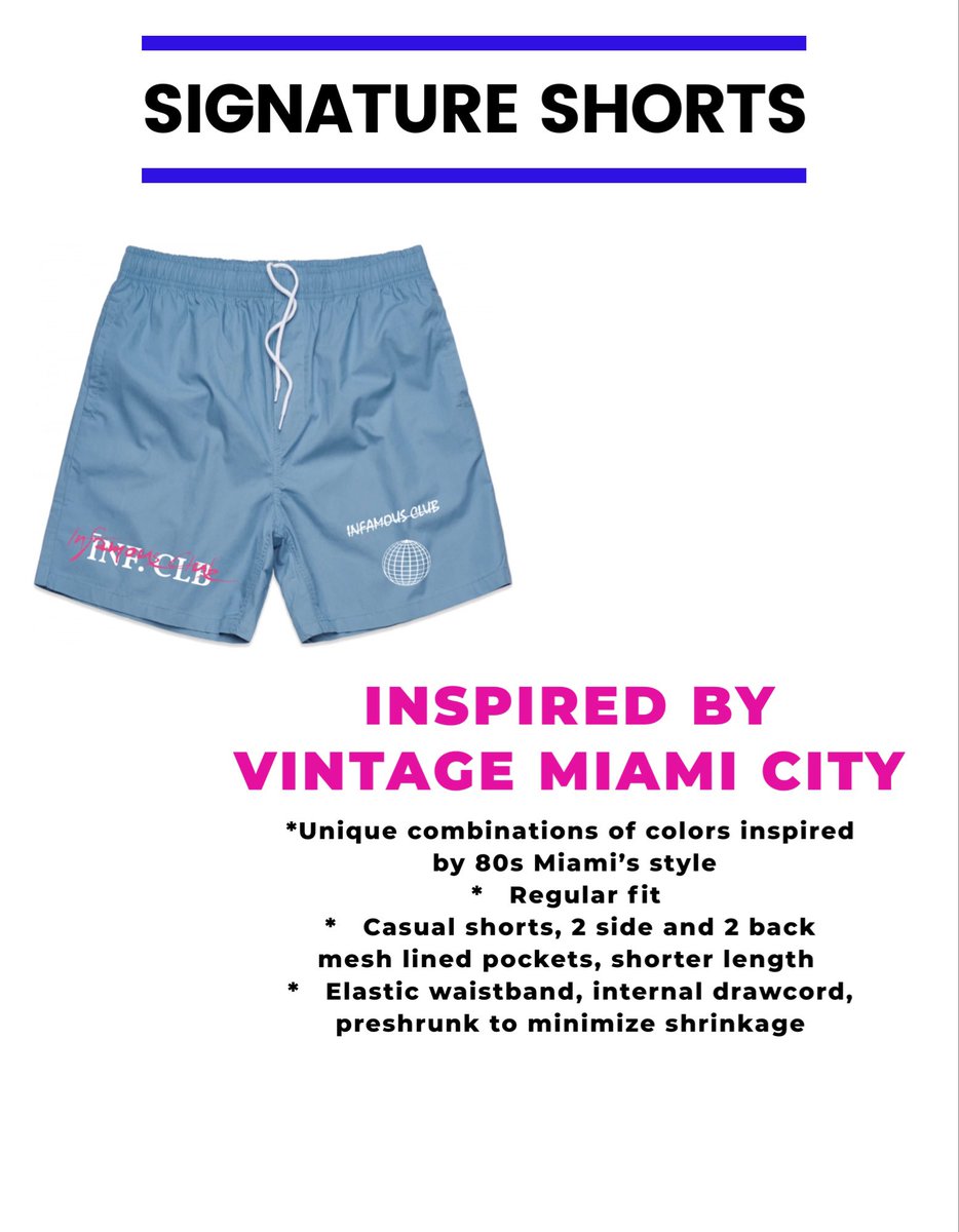 ¡Nuestro bestseller hasta ahora!🩳Beach shorts con 4 bolsillos. Cintura elástica, cordón interno y preencogido para minimizar encogimiento. ¿Aún no tienes el tuyo? ¡Consíguelo ahora en infamousclubshop.com/products/signa… con envío gratis y un póster exclusivo mientras duren!🔥