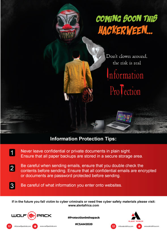 AlertAfrica's tweet photo. #CSAM (Week 4) - Top SA Scams and Personal Information topics – Free resources to use for your organisation:
1. Scams Article & Movie Poster
2. Information Protection Article & Movie Poster
https://t.co/HlHajKscQw
#Protectioninthepack #AlertAfrica #Africa #Cybersecurity https://t.co/AH9N9s8jHK