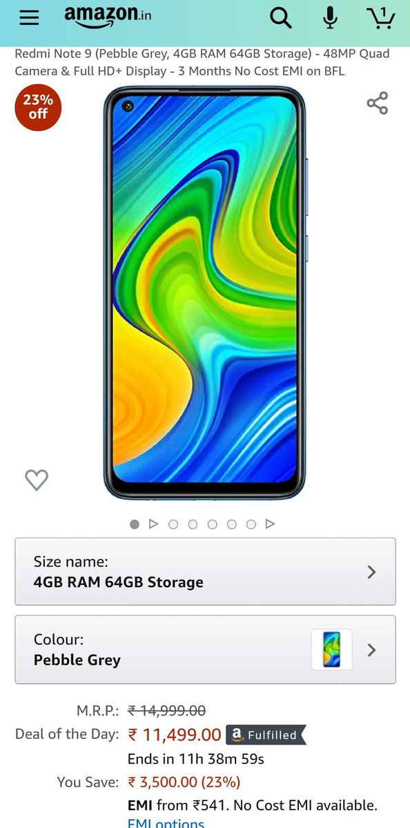 Cool_rishi02's tweet image. The deal price or Redmi note 9 is
 ₹11,499 /- 
#AmazonGreatIndianFestival @amazonIN 
#AmazonHappinessUpgradeDays 
#AmazonSpecialsRedmiNote9 
Join
@secret_rajni @Krishna040750 @Pravend51063881 @VHetal @blessedkamal .