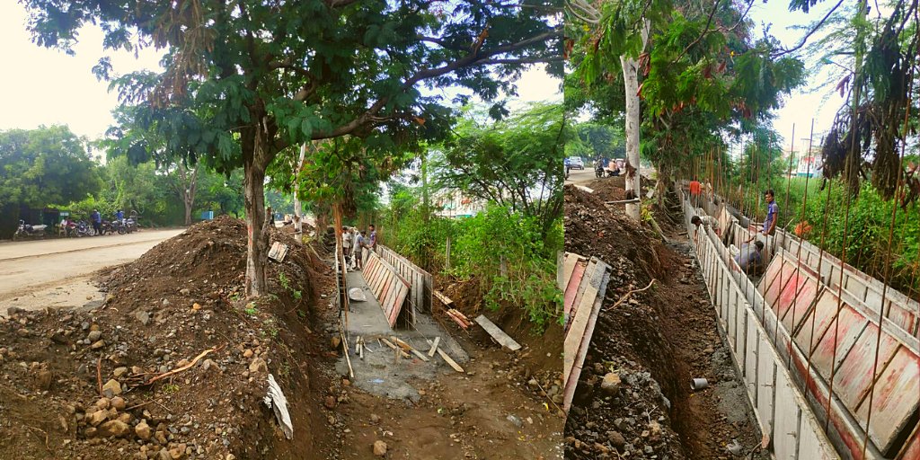 SSewagram's tweet photo. Our trees were being sandwiched between drainage construction and road-widening, exposing their roots. Our team met the authorities to ensure our guidelines are followed and no trees are damaged. @mahapwdofficial @AUThackeray @AshokChavanINC @TusharG @HillsPune @moefcc https://t.co/gOqWW6zrzw