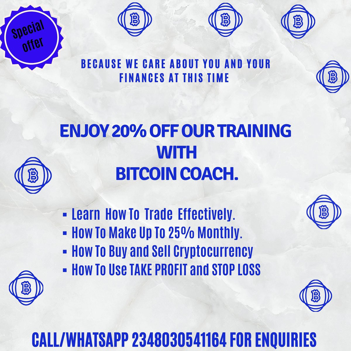 BitcoinIcoach's tweet photo. Because We Understand the importance of Financial Stability in our Economy.
.
We are Offering a 20% Discount on all our Trading courses.
.
Acquire knowledge today and be your way to Wealth.
CHOOSE BITCOIN💯 LEARN BITCOIN✅
#bitcoincoach #bitcointrading https://t.co/utBvu4vE2m