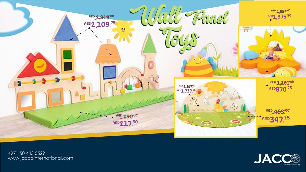Children will be fascinated by the colorful, tactile manipulatives on these engaging panels.
👉🏼https://t.co/fLyGxMZOQt
📩 info@jaccointernational.com
📞 05 699 637 92
#jaccointernational #inabudhabi #indubai #manipulativewalls #kidsuae #dubaischools #schoolsupplier https://t.co/LntdyGMxJK