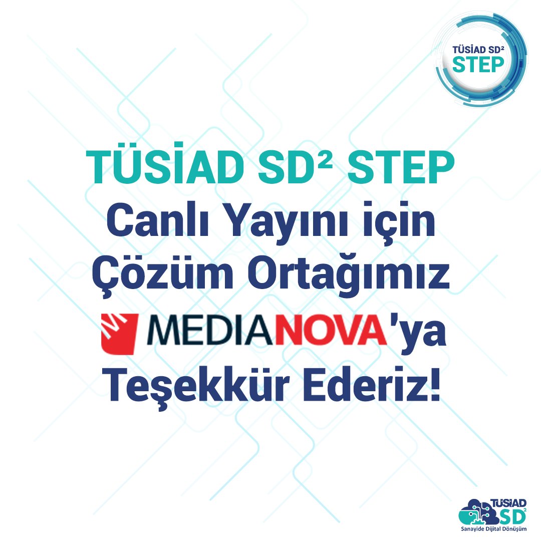 TUSIADSD2's tweet photo. Dün gerçekleştirilen TÜSİAD SD² STEP 2020'nin canlı yayını için çözüm ortağımız Medianova'ya teşekkür ederiz!

#tüsiad #tüsiadsd2step #sanayidedijitaldönüşüm #dijitaldönüşüm #tüsiadsd2 #step2020 https://t.co/kqpAY75GG5